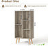 5 Cube Small Bookshelf,3 Tier Mid-Century Modern Bookcase with Legs,Wood Bookshelves Storage Organizer Shelf,Free Standing Narrow Book Shelves,Rustic Grey Corner Bookcases for Bedroom,Living Room