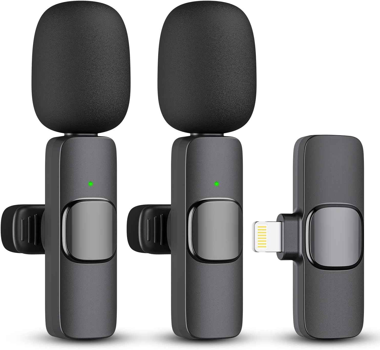 Wireless Lavalier Microphone for iPhone iPad Dual Clip On Mic 2 Pack Lightning