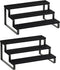 Giikin 3 Tier Spice Rack, Set of 2 Wooden Spice Rack for Countertop, Cabinet Organizer Shelf Kitchen Counter Storage Shelves Cupcake Stand Holder Display Stand, Black