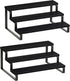 Giikin 3 Tier Spice Rack, Set of 2 Wooden Spice Rack for Countertop, Cabinet Organizer Shelf Kitchen Counter Storage Shelves Cupcake Stand Holder Display Stand, Black