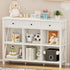 FATORRI 6 Cube Storage Bookshelf with 3 Drawers, Long Horizontal Bookcase, Modern Cubby Organizer Shelf (White Oak, 47 Inch)