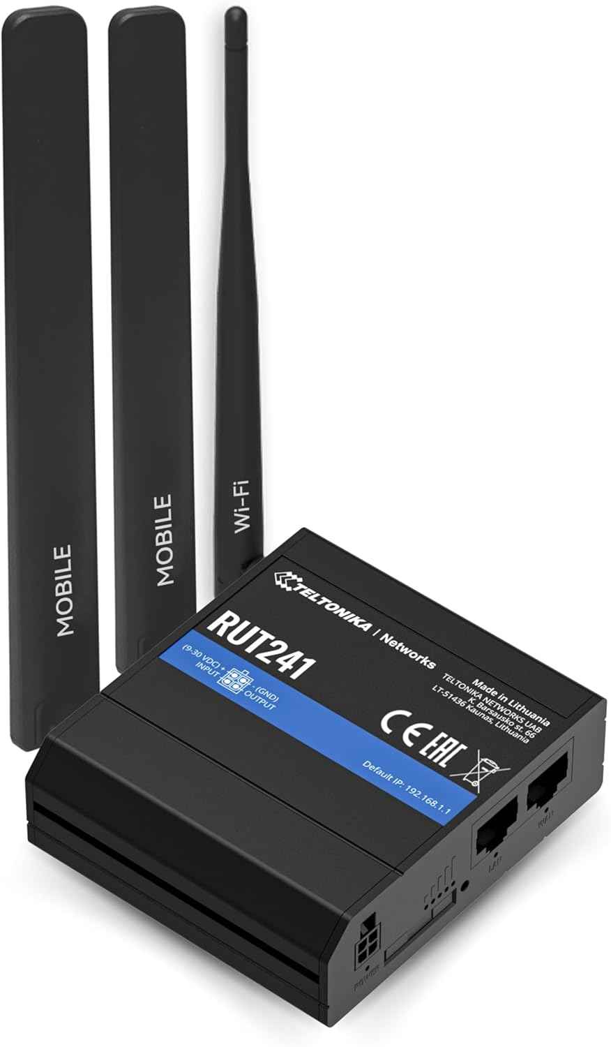 Teltonika RUT241098000 Industrial 4G LTE Cellular Router, 4G LTE Wi-Fi Router, Automatic failover, Advanced VPN, Certified by Verizon/AT&T/T-Mobile, Industrial 4G Router for North America