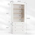 Vyre 71" Tall Farmhouse Bookshelves with Drawers, Set of 3 – Large Modular Bookcase with Adjustable Shelves, Storage Cabinet for Living Room, Kitchen, Home Office, White