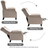 CANMOV Push Back Recliner Chair Set of 2, Elizabeth Fabric Recliner with Tufted Back Home Theater Seating w/Padded Seat and Nailhead Trim, Wooden Legs, Adjustable Single Sofa，White