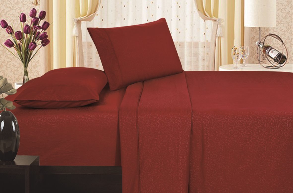 Decor & More 1800 Series Vine Embossed Sheet Set