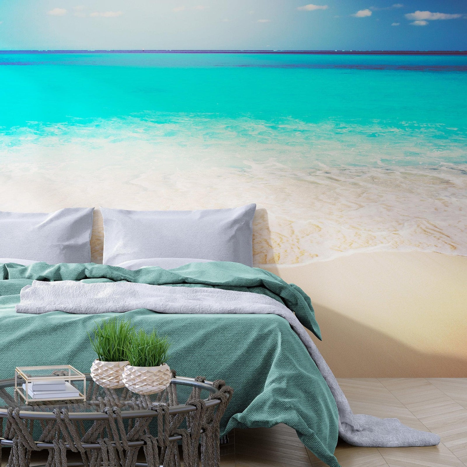 Tropical White Sand Paradise Beach Ocean Wave Scenery Wall Mural. #6201