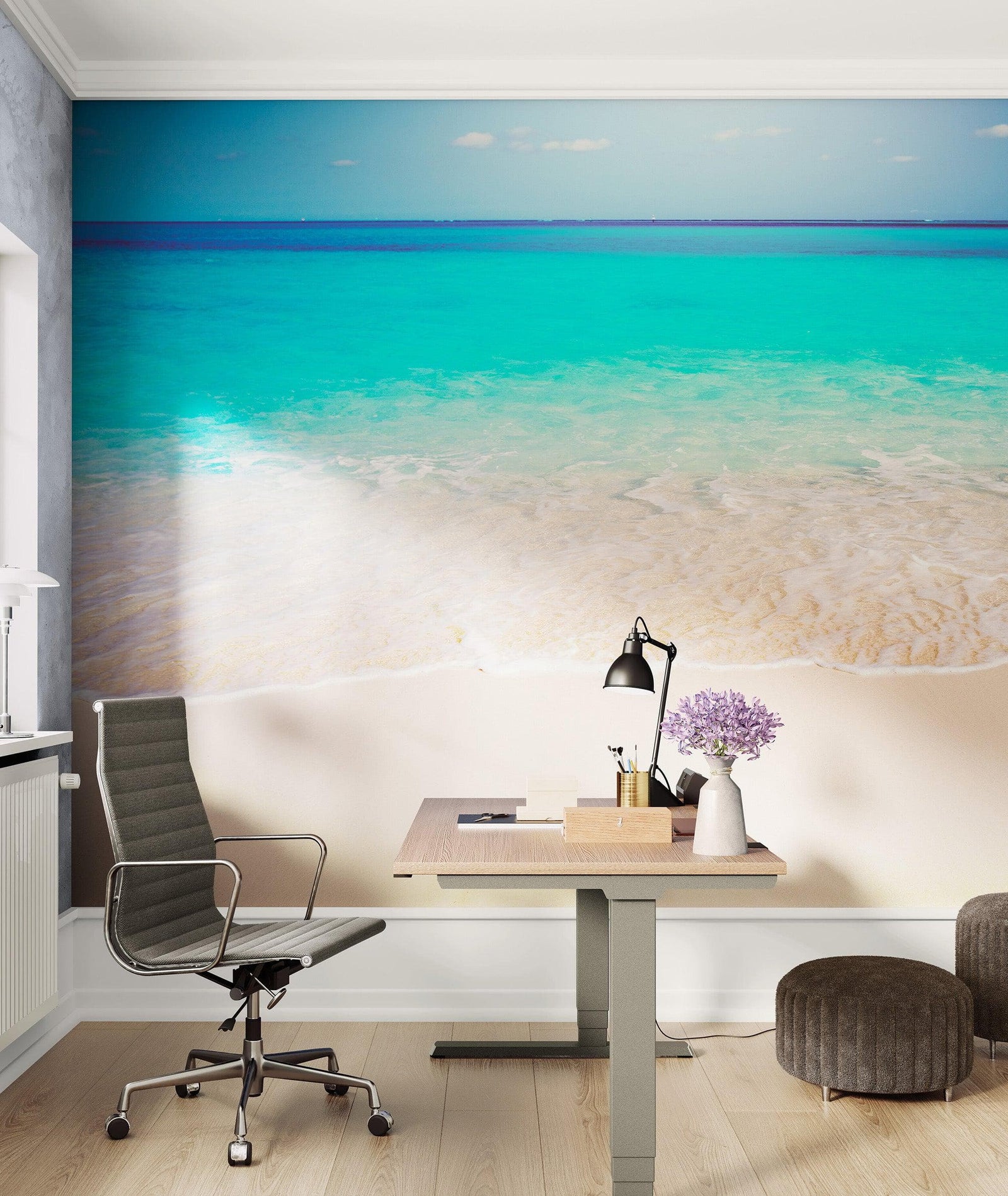 Tropical White Sand Paradise Beach Ocean Wave Scenery Wall Mural. #6201