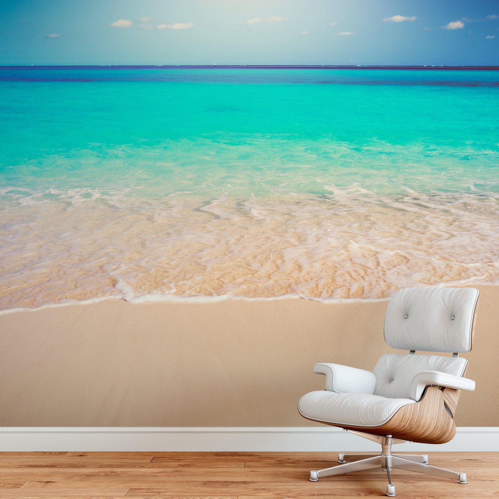 Tropical White Sand Paradise Beach Ocean Wave Scenery Wall Mural. #6201