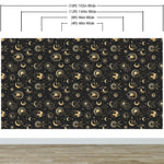 Astronomy Pattern Peel and Stick Wallpaper. Stars, Sun, Moon and Cloud. Removable Wall Mural #6208