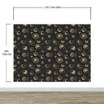 Astronomy Pattern Peel and Stick Wallpaper. Stars, Sun, Moon and Cloud. Removable Wall Mural #6208