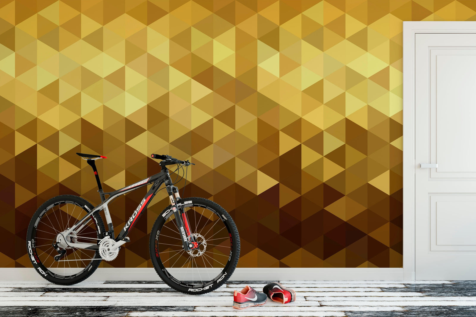 Gold Poly Triangle Geometric Elegant Peel and Stick Wallpaper | Removable Wall Mural #6209