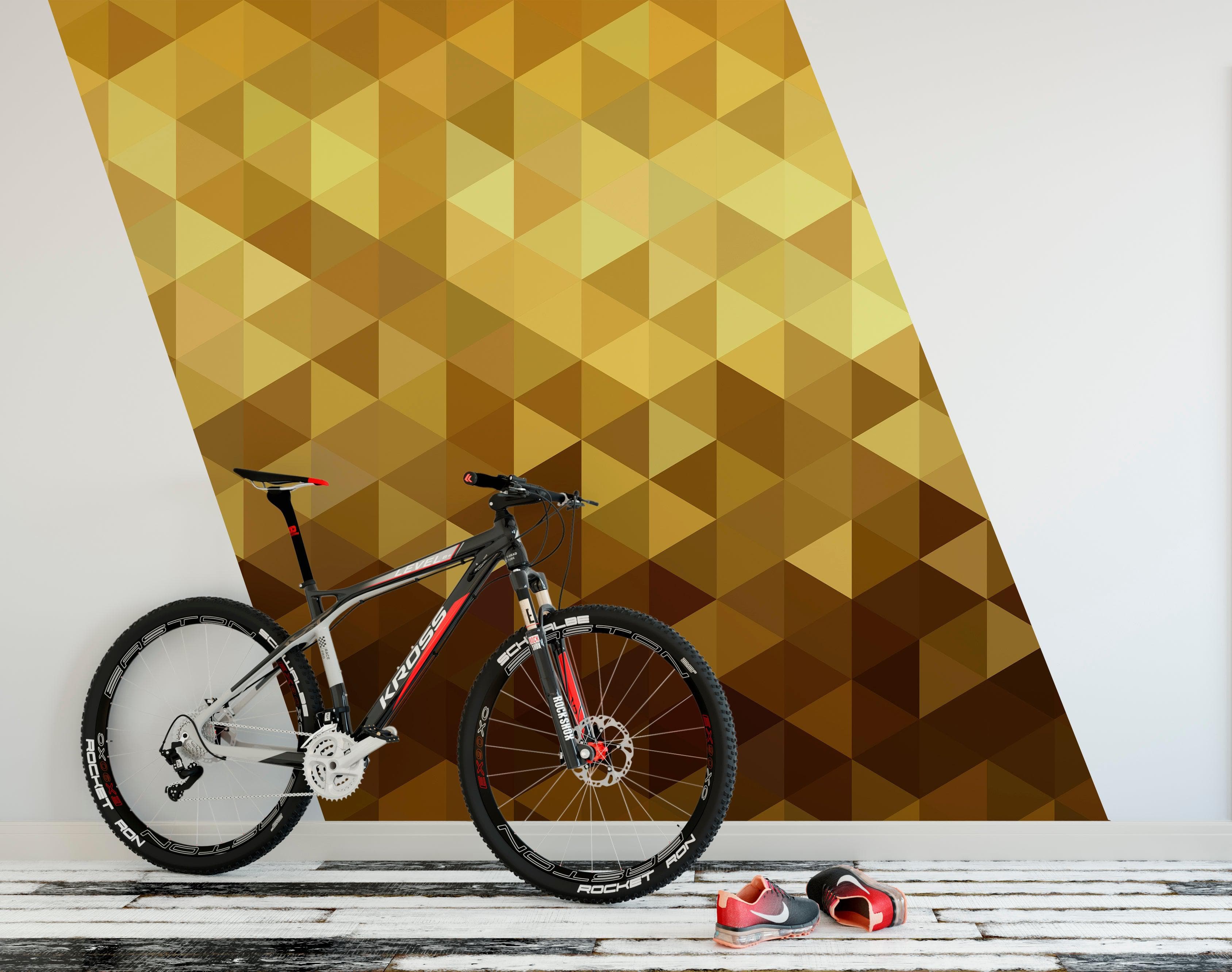 Gold Poly Triangle Geometric Elegant Peel and Stick Wallpaper | Removable Wall Mural #6209
