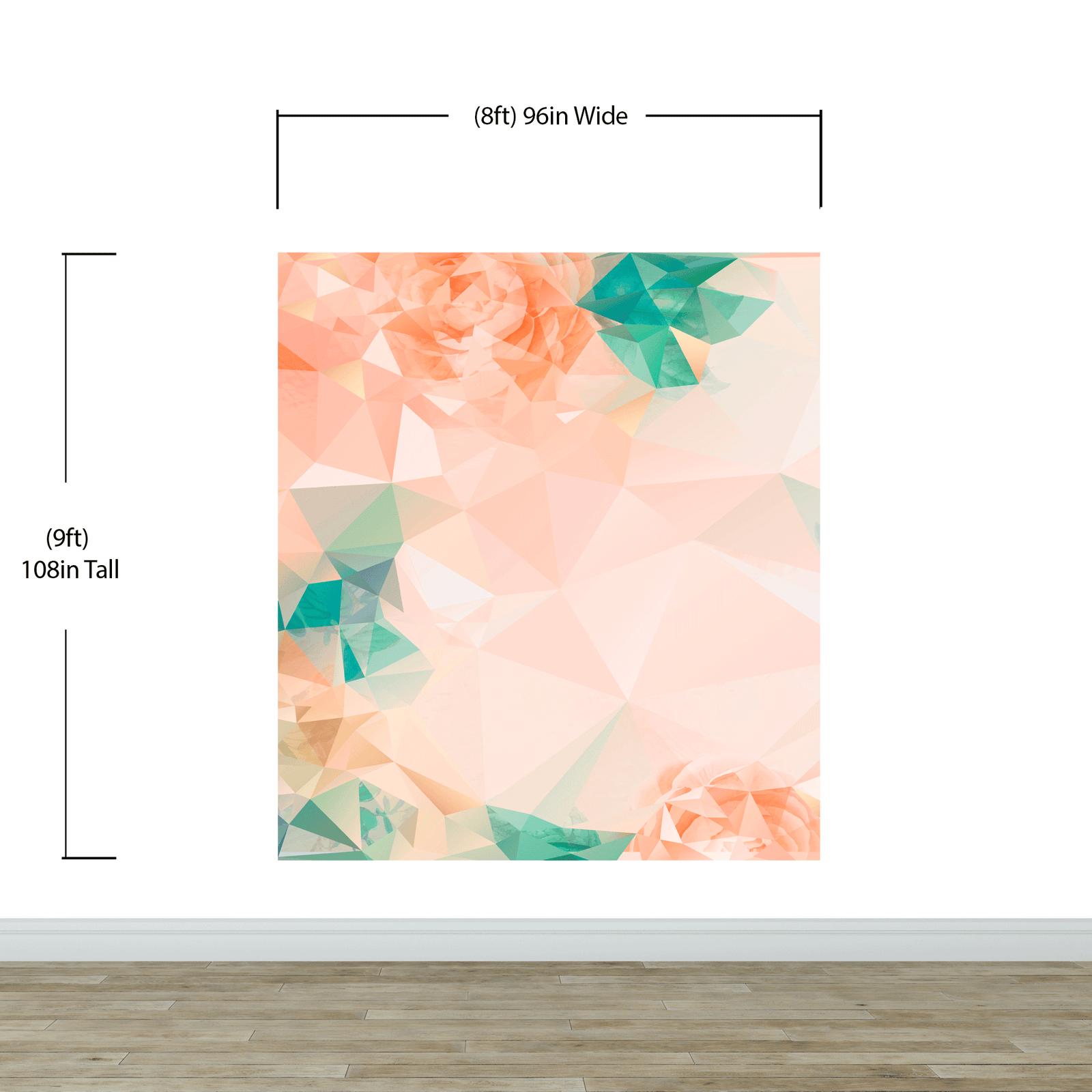 Geometric Pink Flower Pattern Peel and Stick Wallpaper | Removable Wall Mural #6211