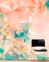 Geometric Pink Flower Pattern Peel and Stick Wallpaper | Removable Wall Mural #6211