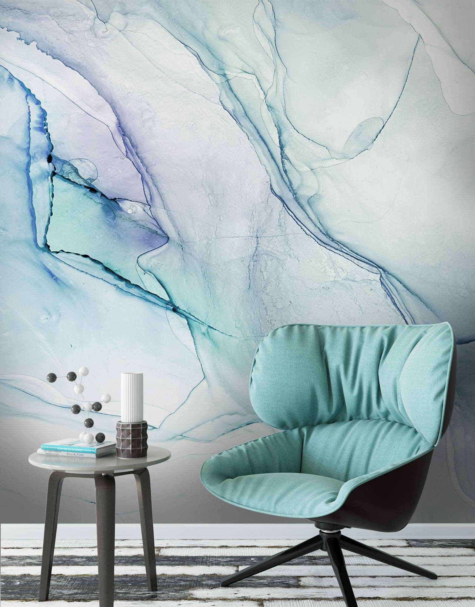 Abstract Ink Pattern Peel and Stick Wallpaper. Removable Wall Mural. (Blue, Green, Purple) #6212