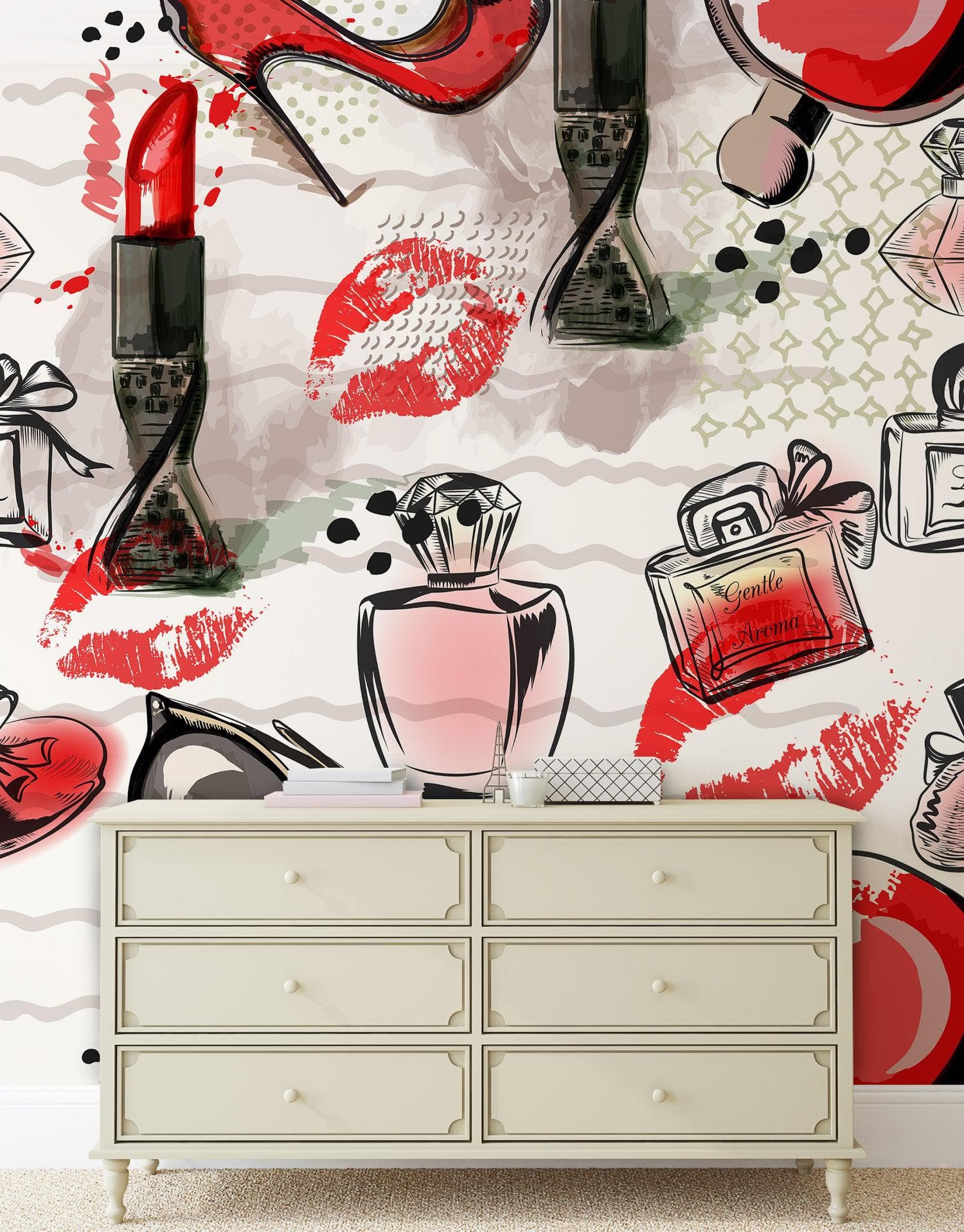 Fashion Cosmetic Make-up Peel and Stick Wallpaper | Removable Wall Mural #6214