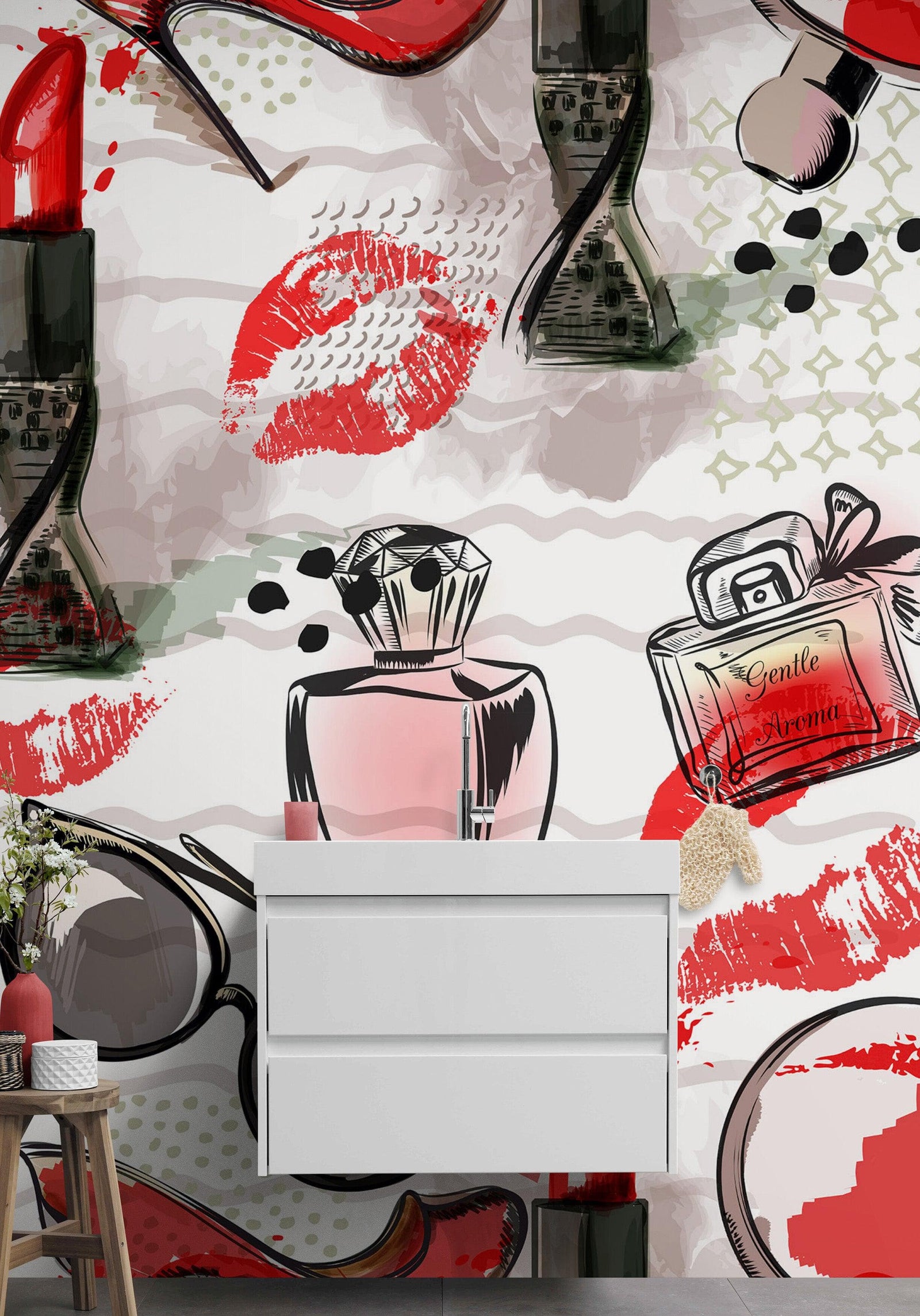 Fashion Cosmetic Make-up Peel and Stick Wallpaper | Removable Wall Mural #6214