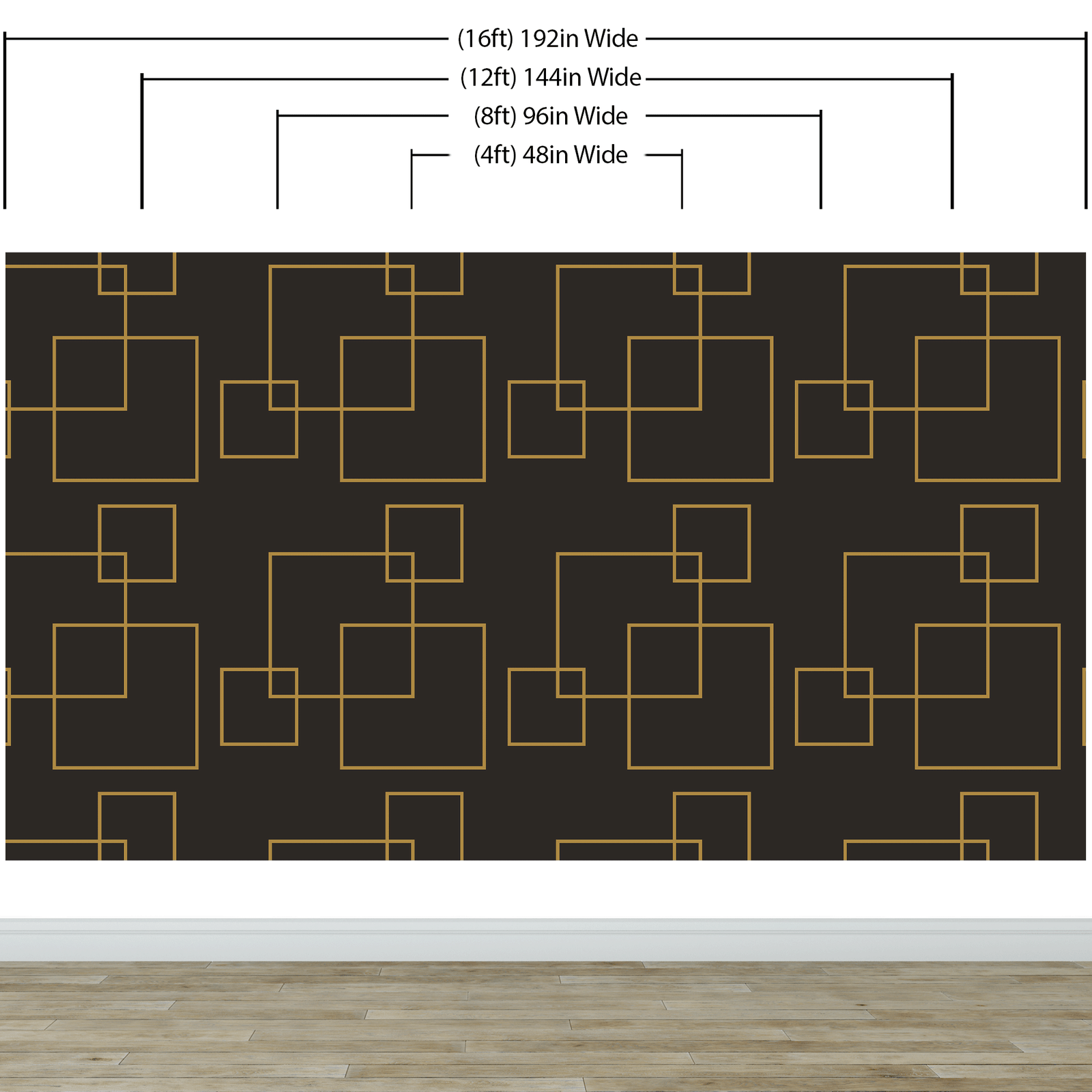 Dark Brown and Gold Square Geometric Pattern Peel and Stick Wallpaper | Removable Wall Mural #6215