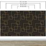 Dark Brown and Gold Square Geometric Pattern Peel and Stick Wallpaper | Removable Wall Mural #6215