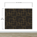Dark Brown and Gold Square Geometric Pattern Peel and Stick Wallpaper | Removable Wall Mural #6215