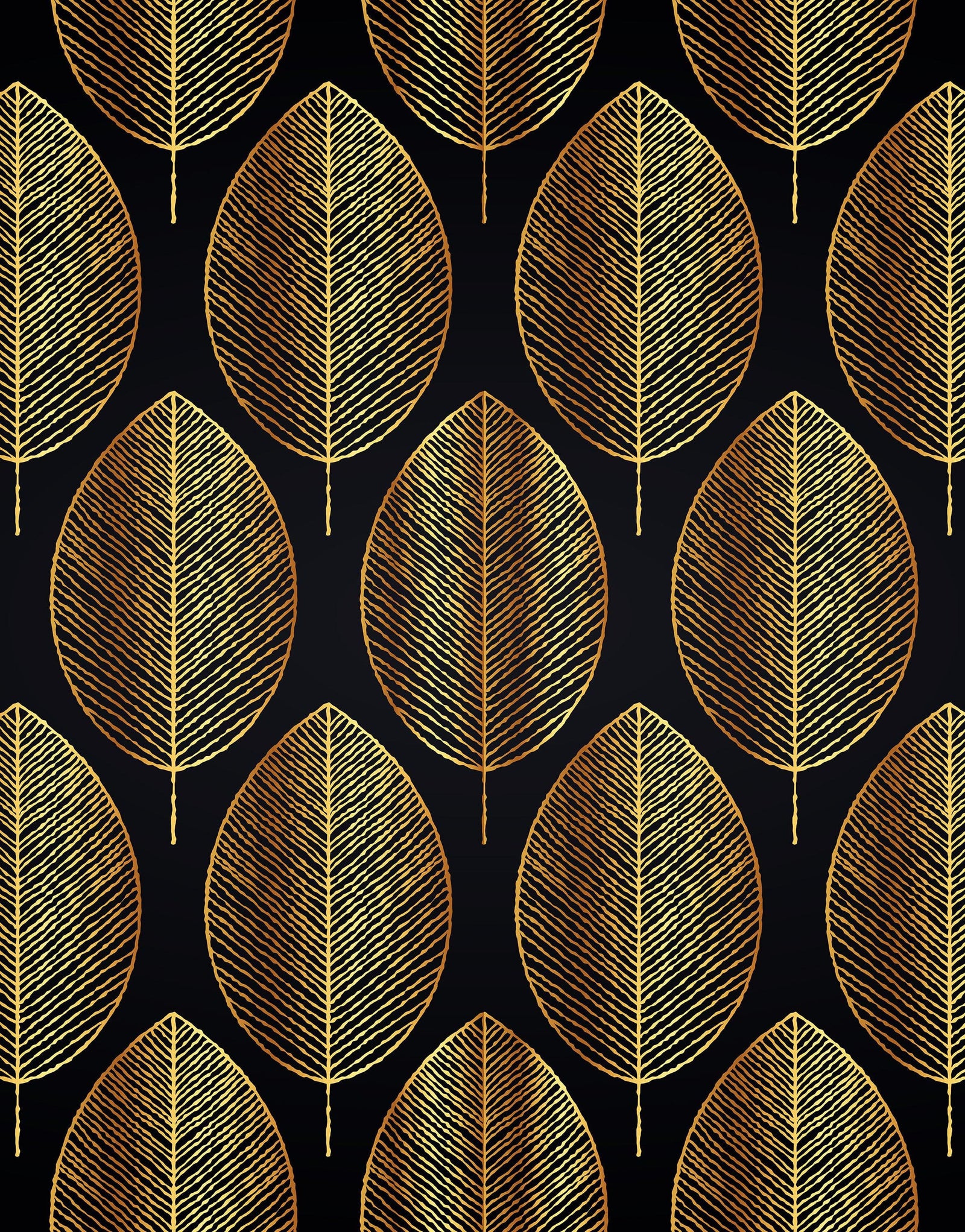 Gold Leave Autumn Pattern Peel and Stick Wallpaper | Removable Wall Mural #6217