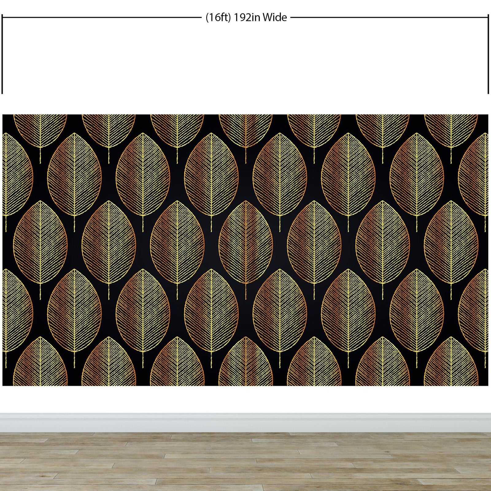 Gold Leave Autumn Pattern Peel and Stick Wallpaper | Removable Wall Mural #6217
