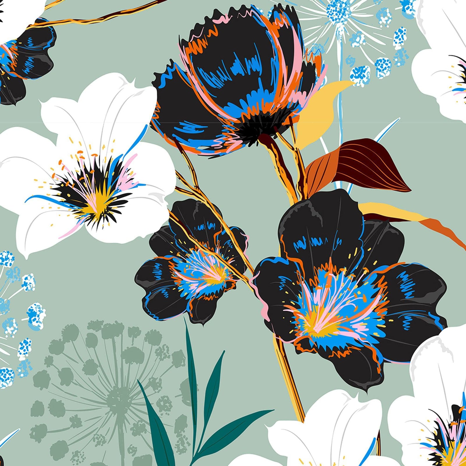 Flower Blossom Botanical Gardens Design Mural. #6219