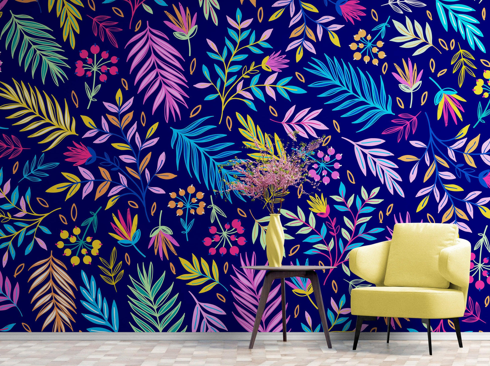 Bright Colorful Fern Arrangement Mural. #6223