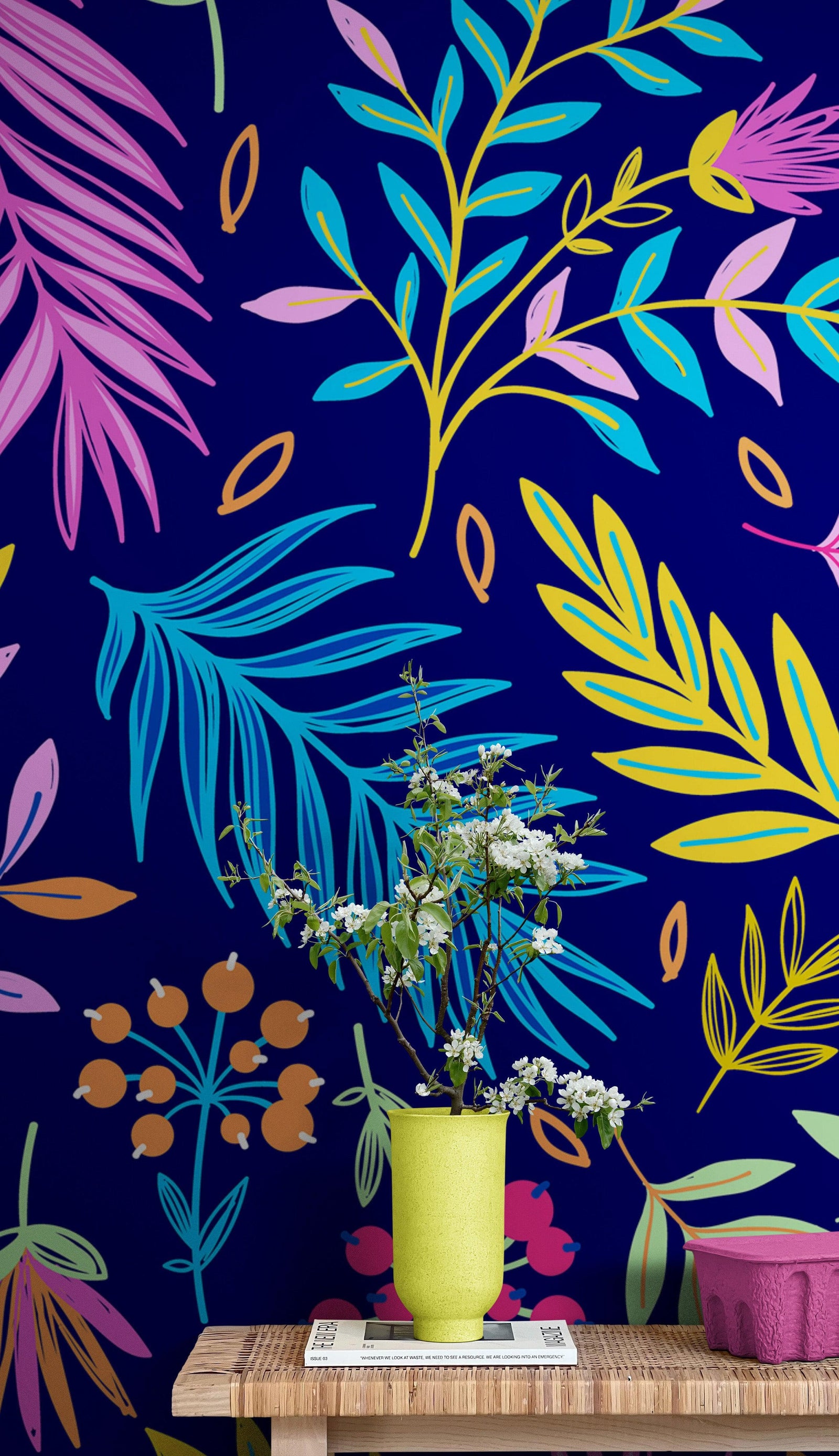 Bright Colorful Fern Arrangement Mural. #6223