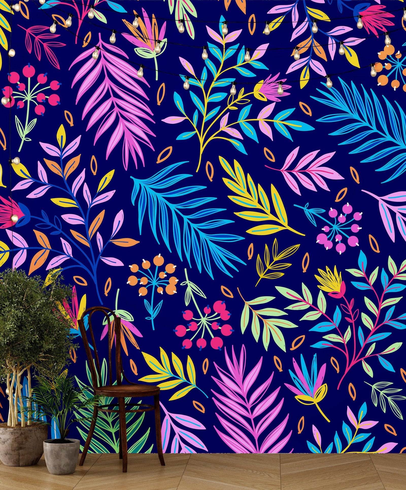 Bright Colorful Fern Arrangement Mural. #6223