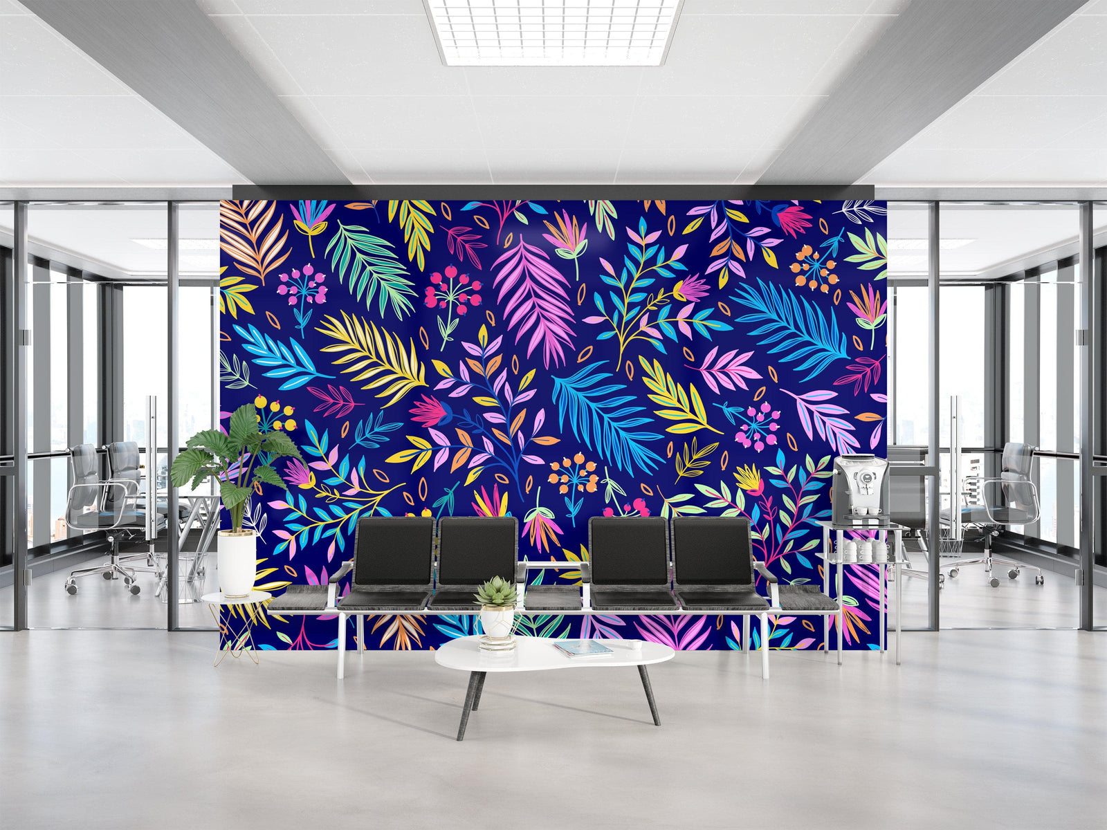 Bright Colorful Fern Arrangement Mural. #6223