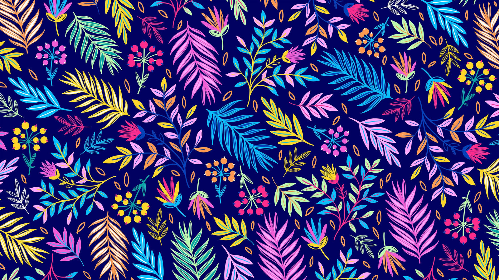 Bright Colorful Fern Arrangement Mural. #6223