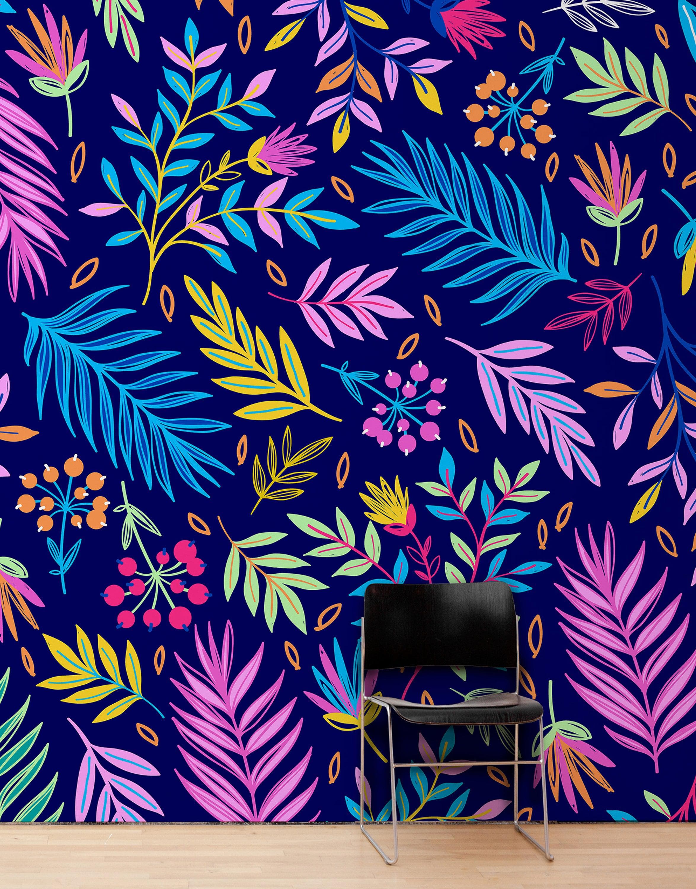 Bright Colorful Fern Arrangement Mural. #6223