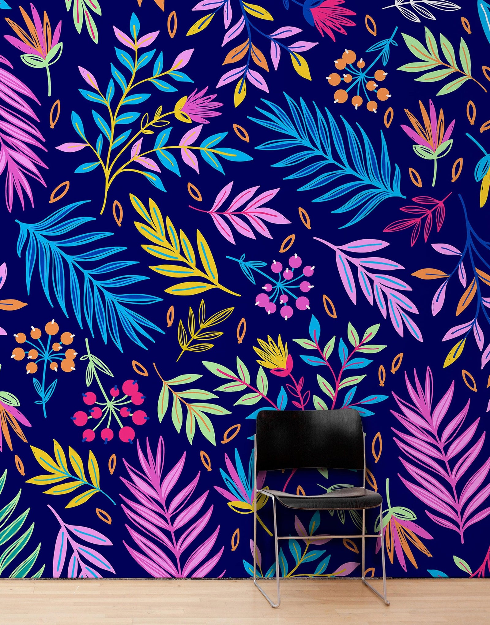 Bright Colorful Fern Arrangement Mural. #6223