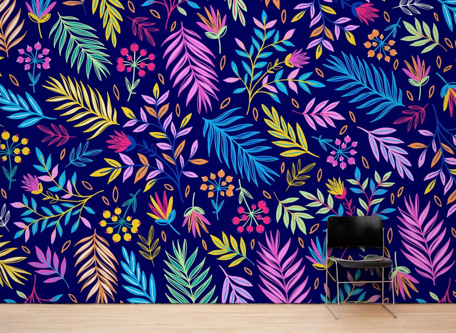 Bright Colorful Fern Arrangement Mural. #6223