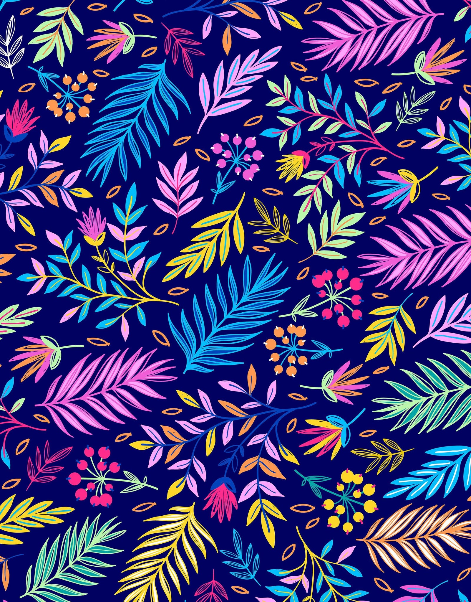 Bright Colorful Fern Arrangement Mural. #6223