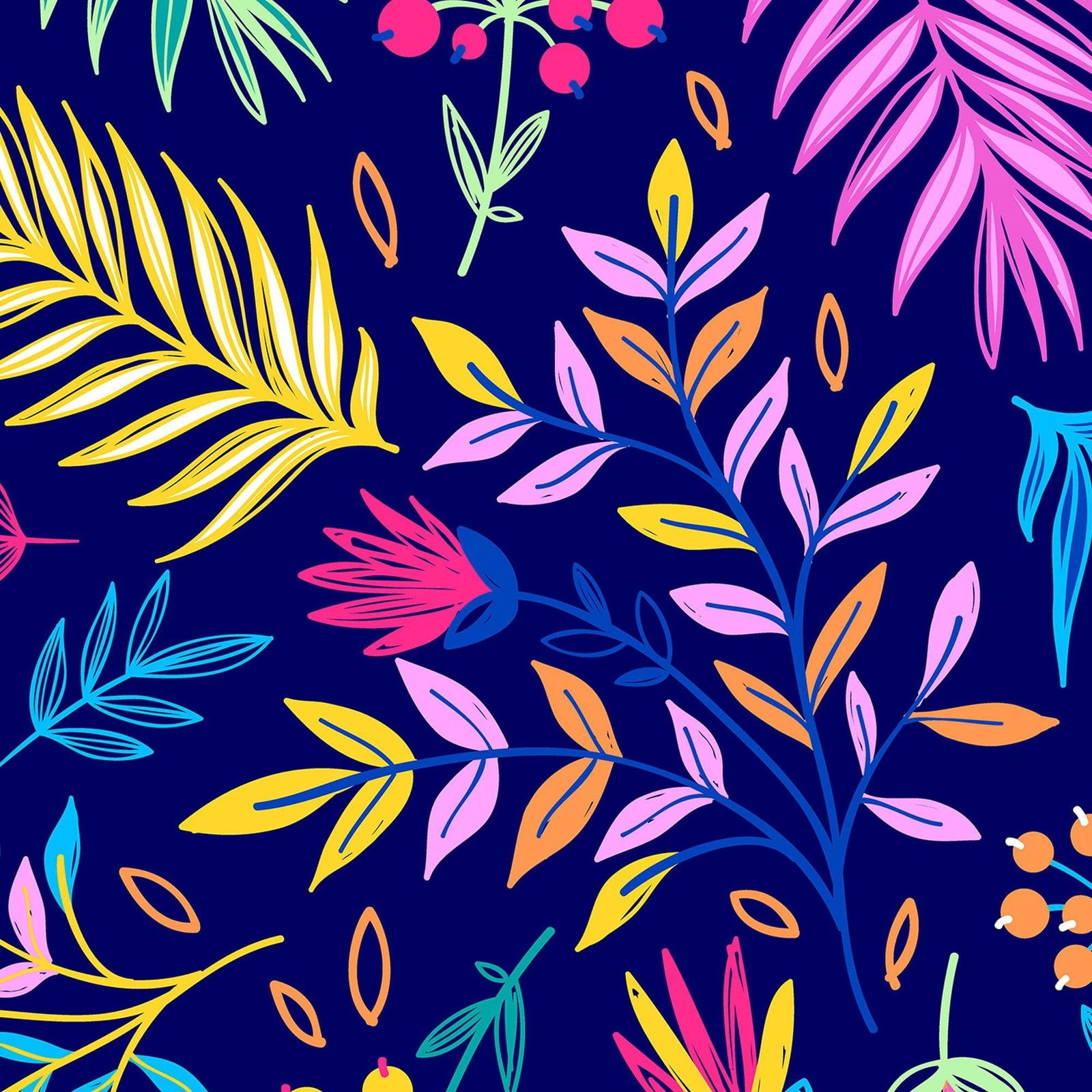 Bright Colorful Fern Arrangement Mural. #6223