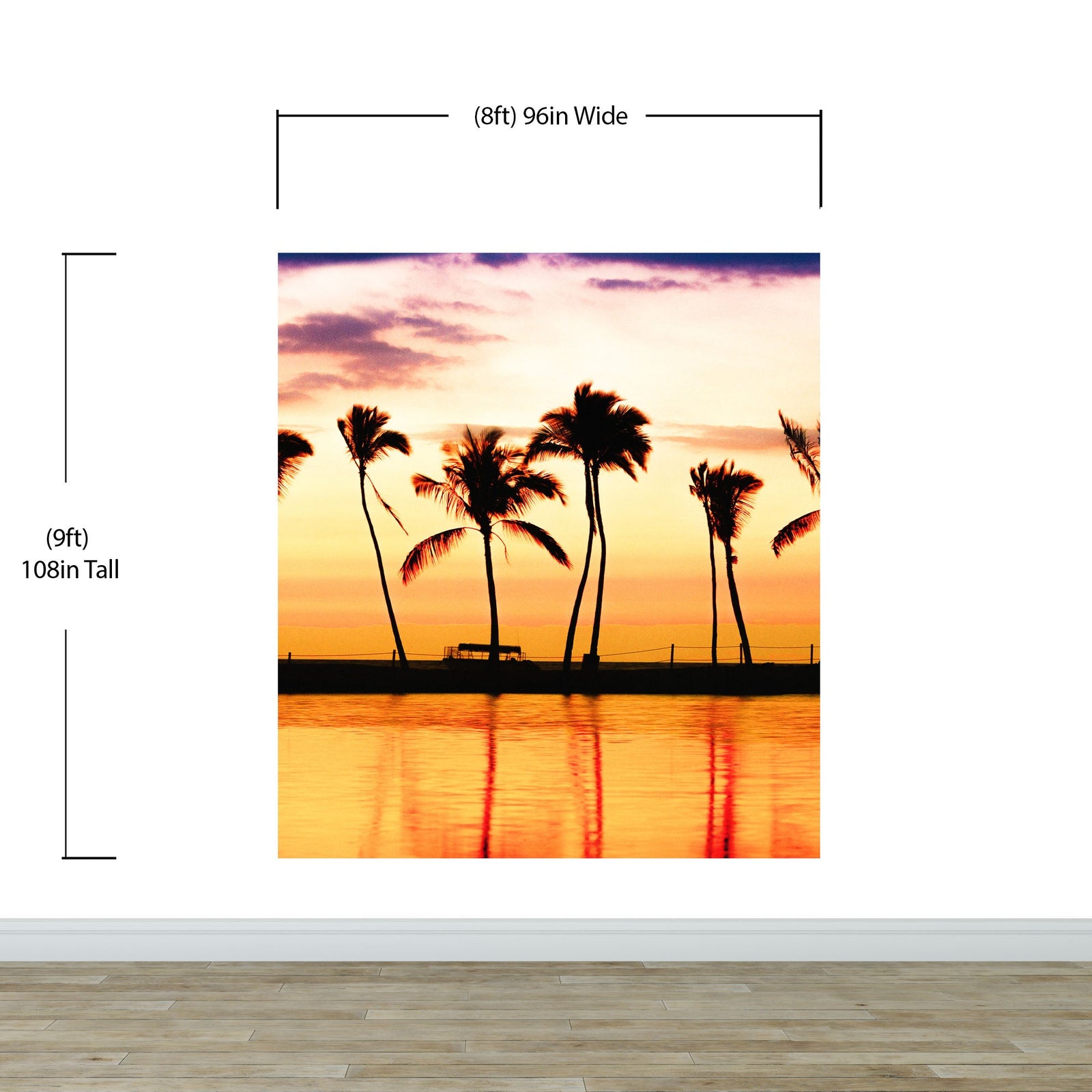 Tropical Sunset Palm Tree Paradise Wall Mural. #6236