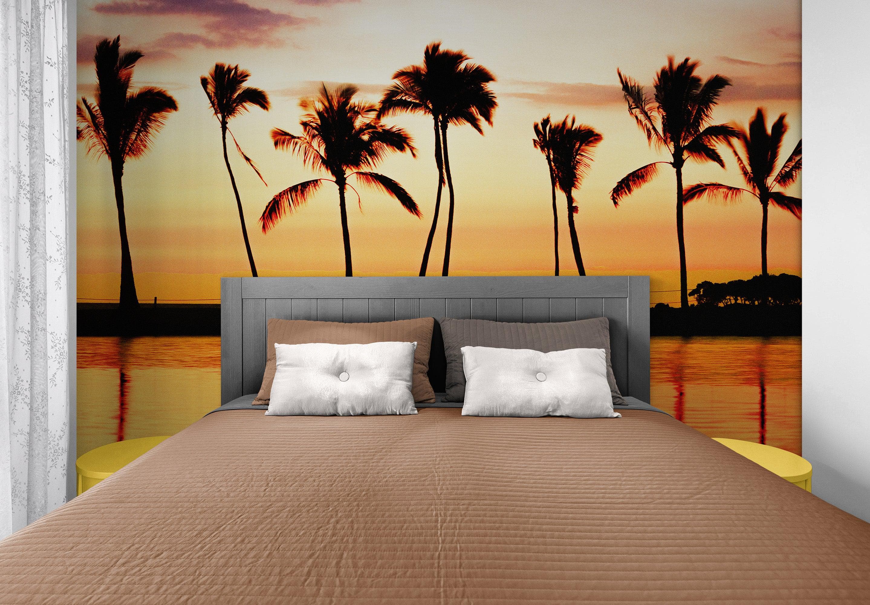 Tropical Sunset Palm Tree Paradise Wall Mural. #6236