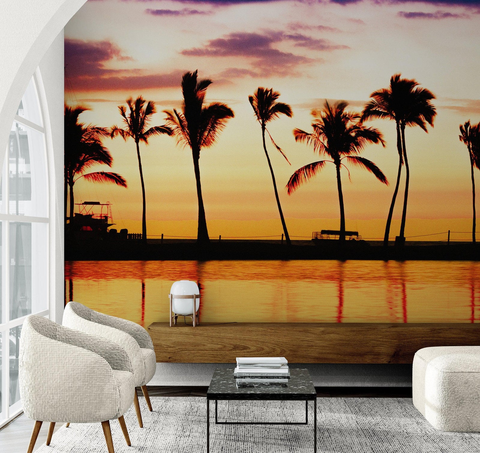 Tropical Sunset Palm Tree Paradise Wall Mural. #6236
