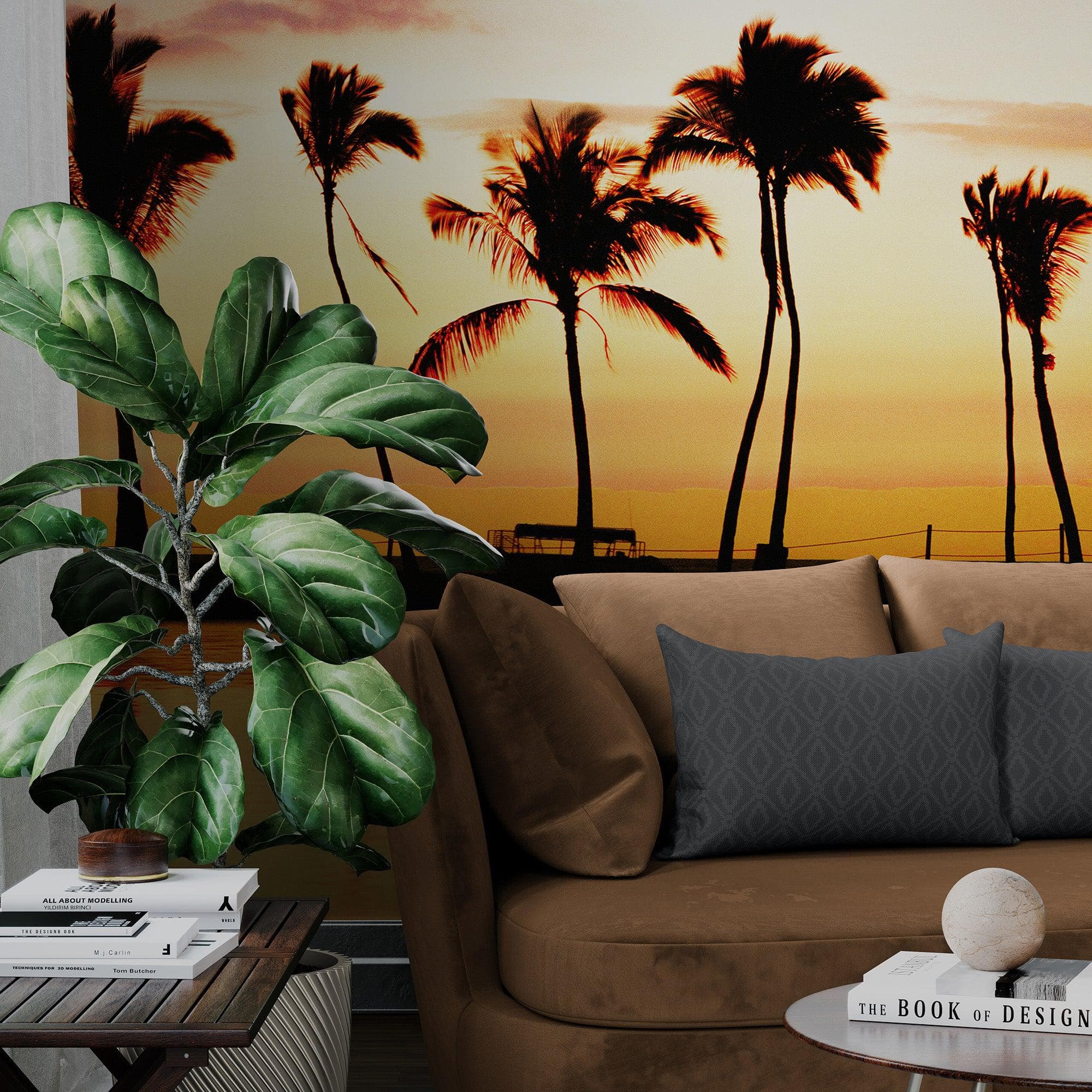 Tropical Sunset Palm Tree Paradise Wall Mural. #6236