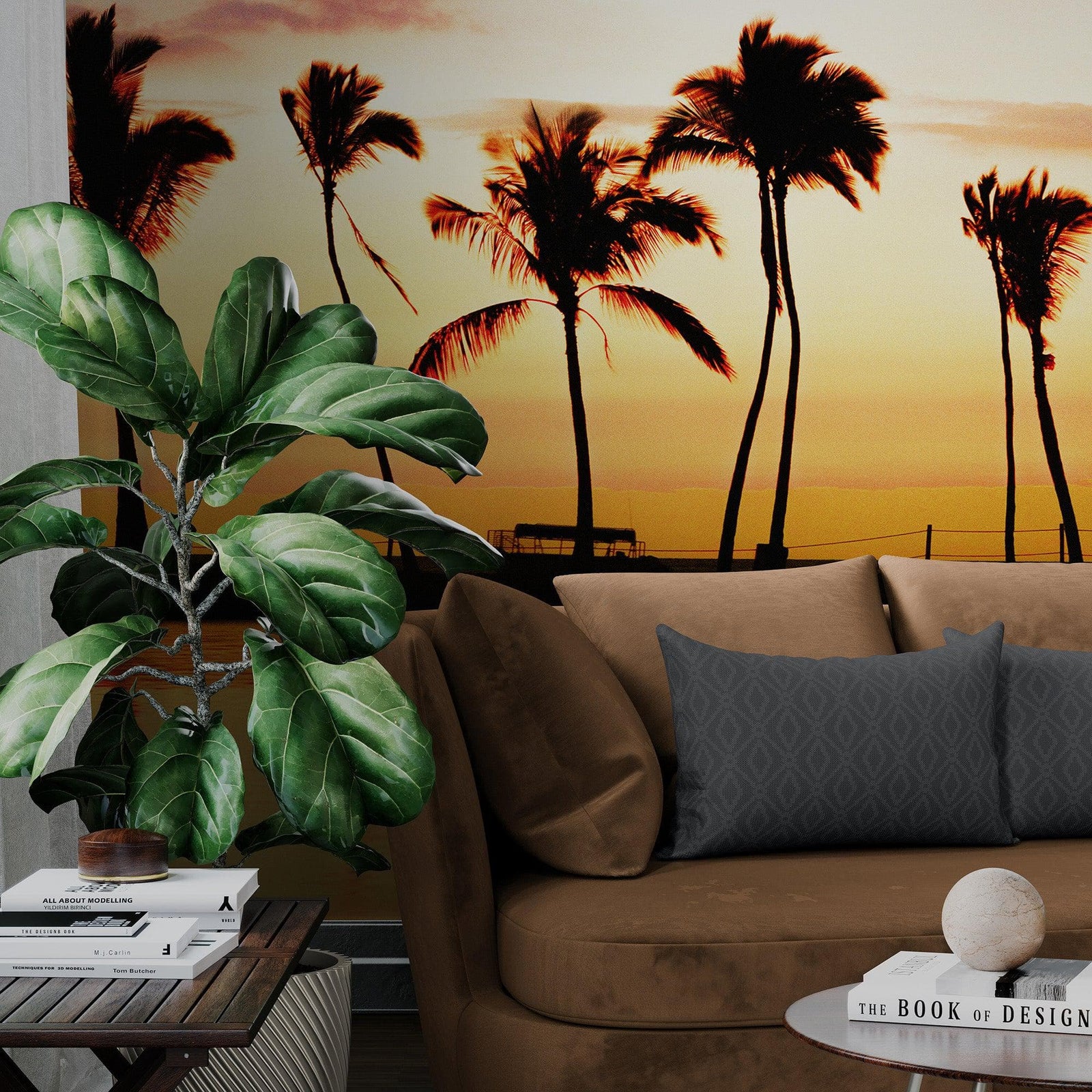 Tropical Sunset Palm Tree Paradise Wall Mural. #6236
