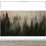 Misty Pine Tree Forest Landscape Wallpaper. Peel and Stick Wall Mural. Self Adhesive Nursery Wall Decor. #6237
