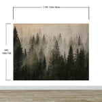 Misty Pine Tree Forest Landscape Wallpaper. Peel and Stick Wall Mural. Self Adhesive Nursery Wall Decor. #6237