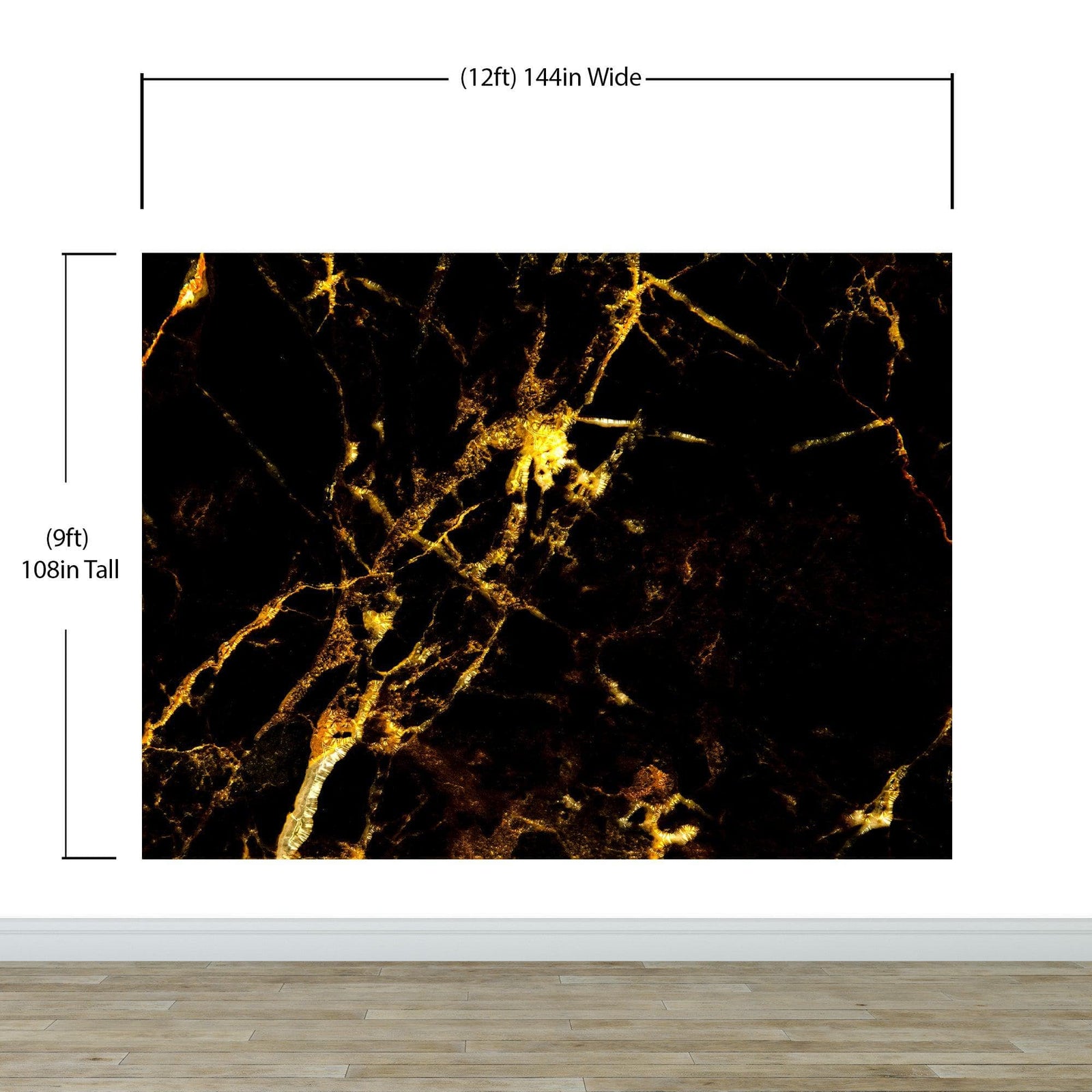 Black and Gold Abstract Marble Stone Peel and Stick Wall Mural. #6239