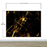 Black and Gold Abstract Marble Stone Peel and Stick Wall Mural. #6239