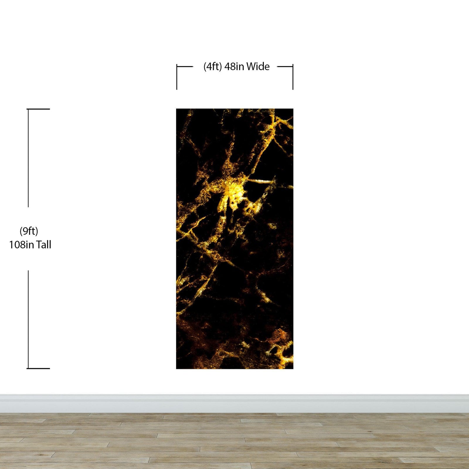 Black and Gold Abstract Marble Stone Peel and Stick Wall Mural. #6239