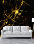 Black and Gold Abstract Marble Stone Peel and Stick Wall Mural. #6239