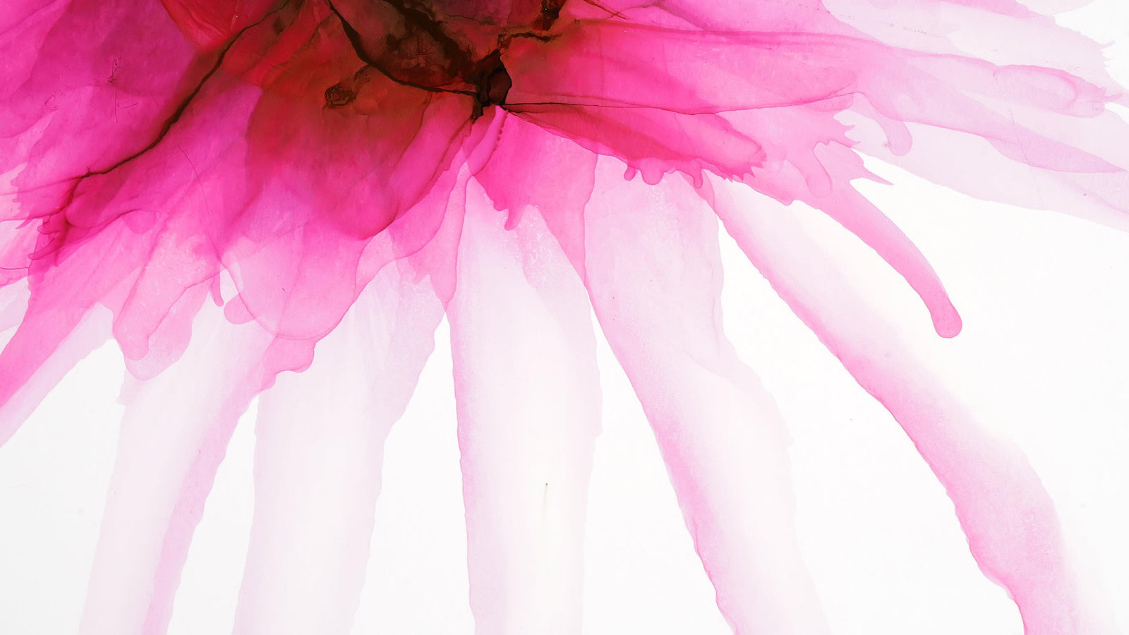 Pink Flower Watercolor Alcohol Ink Stain Abstract Design. Peel and Stick Wall Mural. #6252