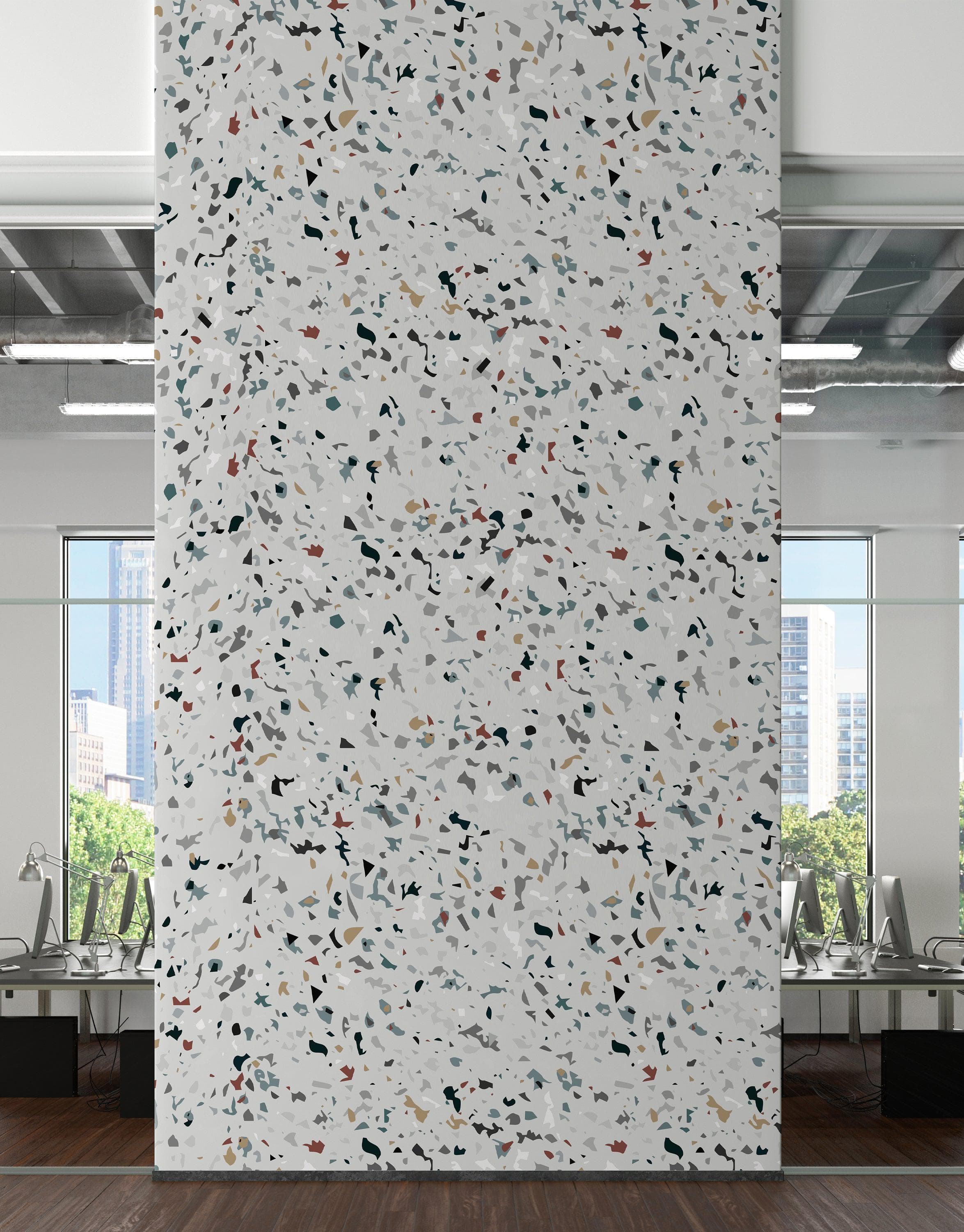 Terrazzo Mosaic Pattern Peel and Stick Wall Paper Mural. #6260